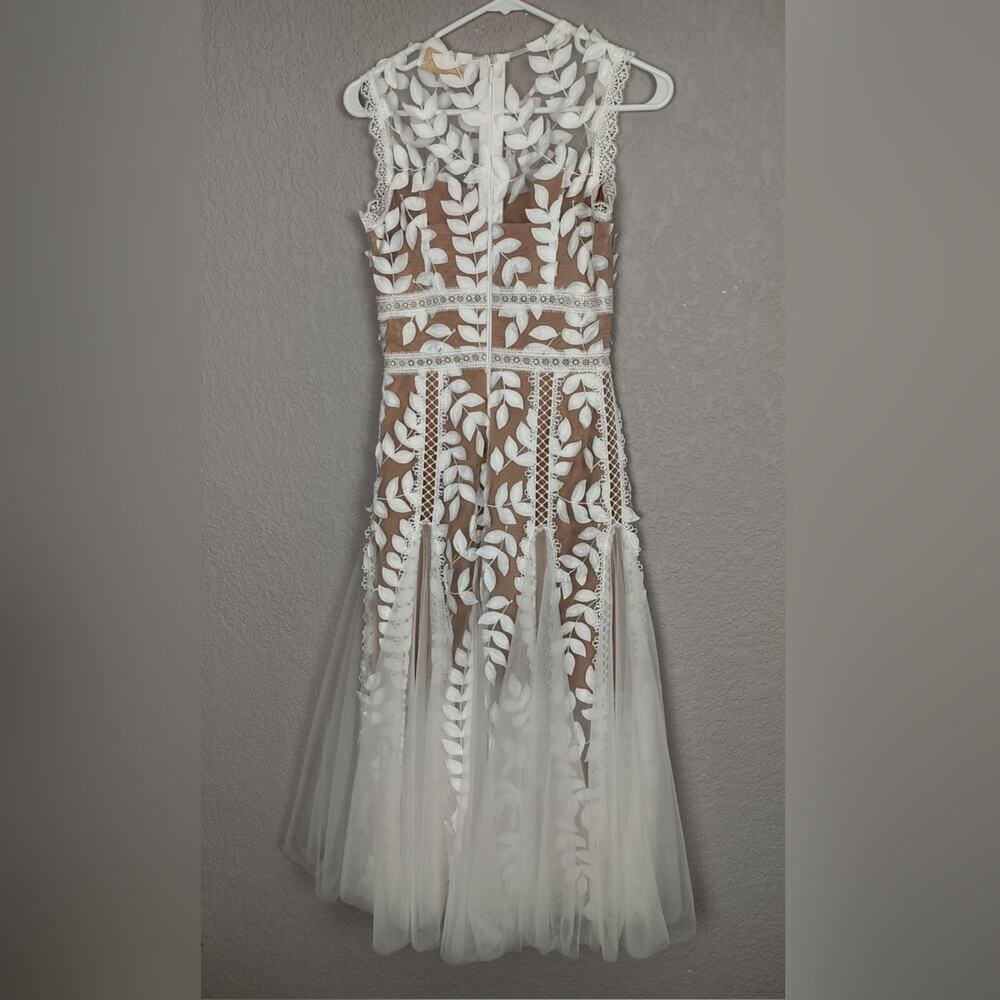 Bronx and Banco Saba Blanc Lace Midi-Dress Bridal Sleeveless White Nude Size 2 - Picture 4 of 16